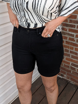 Betty Tummy Control Cuffed Shorts by JUDY BLUE