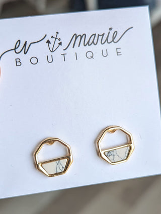 Mabel Marble Octagon Earring