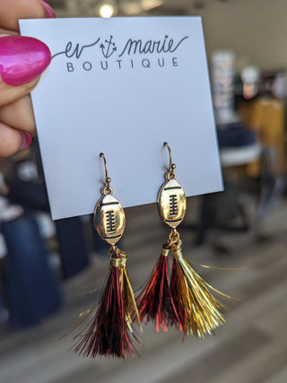 Two Tone Tassel Football Earring