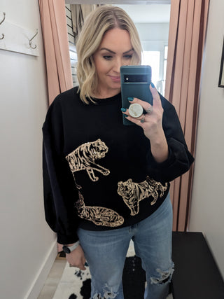Carol Sequin Tiger Sweatshirt *Final Sale*